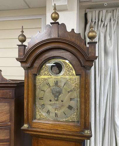 A George III oak eight day longcase clock marked Robert Davy...