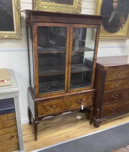 An 18th century style walnut display cabinet, width 106cm, d...