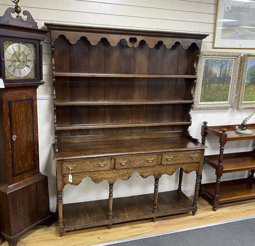 A late 18th /early 19th century oak pot board dresser with b...