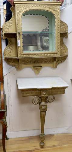 A Victorian giltwood and composition marble topped breakfron...