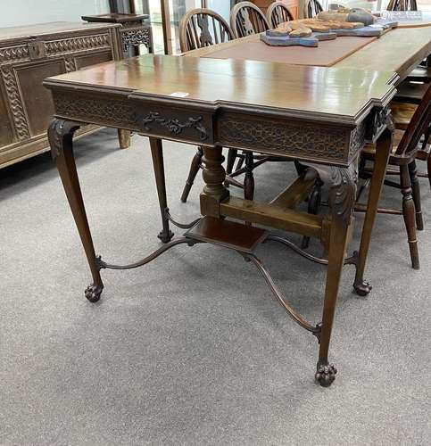 An Edwardian Chippendale revival mahogany centre table, widt...