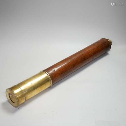 A Victorian two-draw brass telescope with leather cover to b...