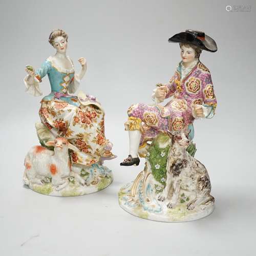 A pair of 19th century Chelsea Derby figure groups 27.5cm