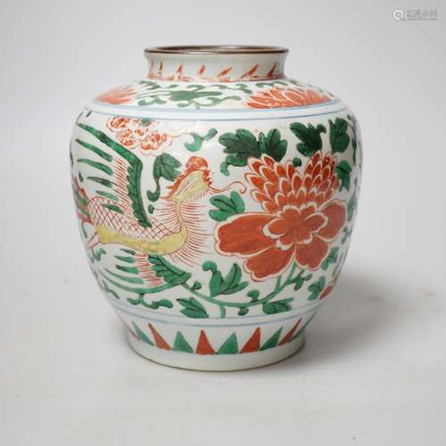 A 20th century Chinese wucai jar, 16cm