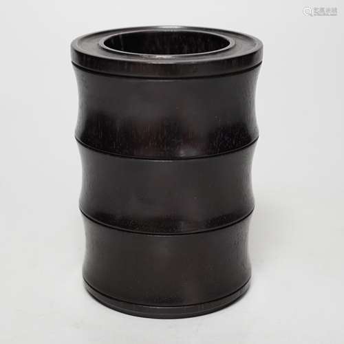 A Chinese hardwood brushpot, bitong, 11cm Provenance - the v...