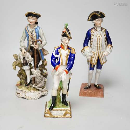 Two Dresden figure groups comprising a Shepherd and Admiral,...