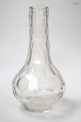 An English lead crystal facetted carafe, 18th century, the w...