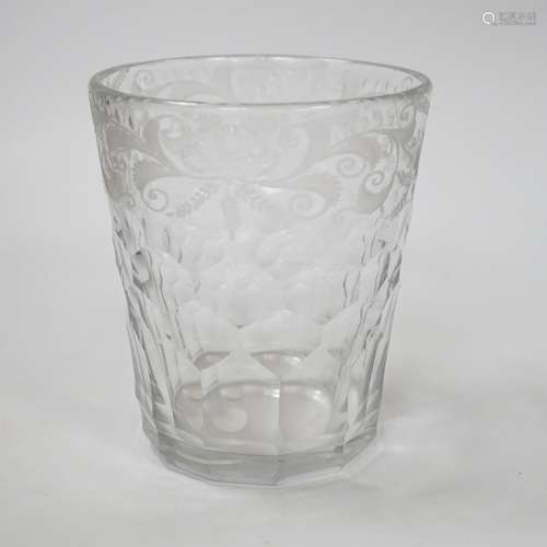 An English lead crystal 18th century faceted tumbler, in a d...