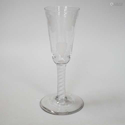 An English lead crystal SSOT ale glass, c.1760, the elongate...