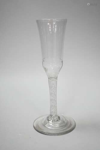 An English lead crystal ratafia glass, c.1750-60, the bowl i...