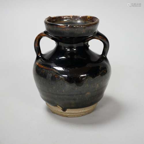 A Chinese Jian type two handled jar, possibly Song dynasty, ...