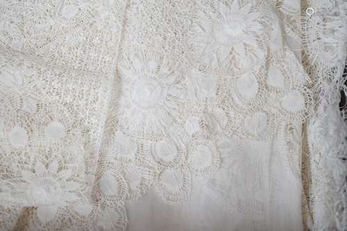 A collection of hand made finely worked tatting lace table l...