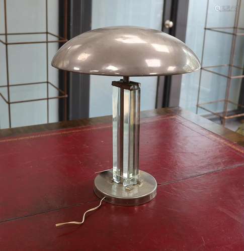 A Deco style chrome and lucite table lamp, approximately 42c...