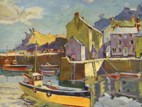 After Jack Merriott, oil on board, Penzance Harbour, 39 x 29...