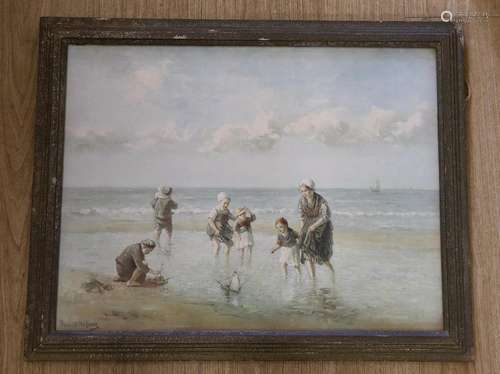 After Bernard de Hoog (Dutch 1867-1943) colour print, Beach ...