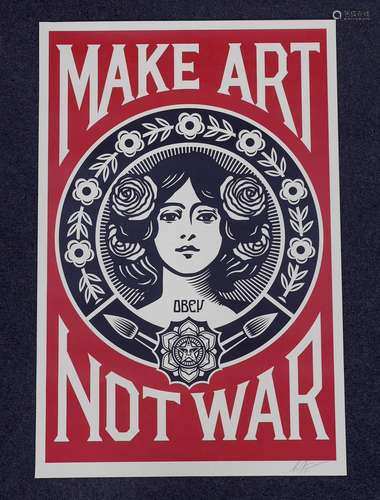 Shepard Fairey (b.1970), artist print, Make Art Not War, pen...