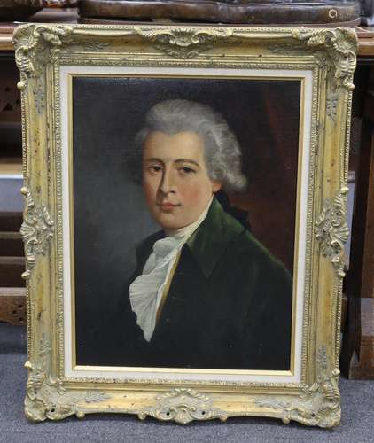 English School, oil on canvas, Portrait of a gentleman weari...