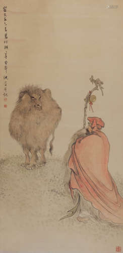 沈一斋(1891-1955) 仿任伯年本 1942年作 设色纸本 立轴