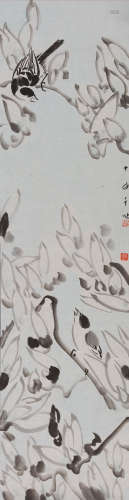 刘巨德(b.1946) 玉兰鸣禽  设色纸本 镜心