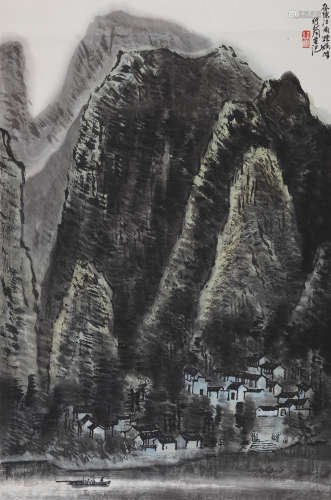 李行简(b.1937) 江南烟雨  设色纸本 镜心
