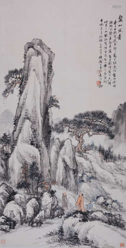 陆铁夫(1865-？) 盘山风景 1922年作 设色纸本 立轴