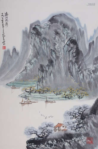 于阳春(b.1935) 漓江帆影 1987年作 设色纸本 立轴