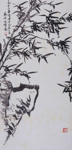 秦仲文(1896-1974) 竹石图 1973年作 水墨纸本 立轴