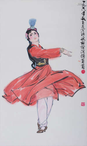 李玉昌(1937-2013)) 维吾尔族舞蹈 1978年作 设色纸本 立轴