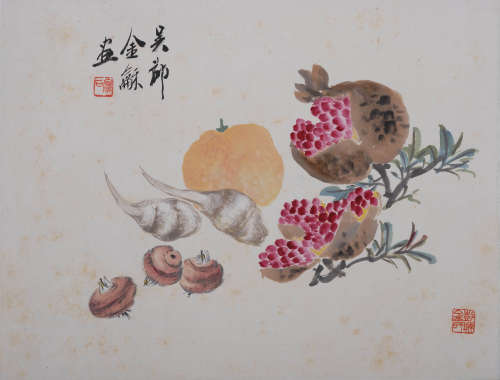 金梦石(1869-1952) 蔬果图  设色纸本 立轴