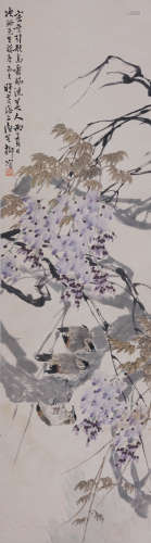 柳滨(1887-1945) 紫藤幽禽 1936年作 设色纸本 立轴