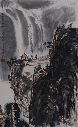 孙克纲(1923-2007) 观瀑图 1983年作 设色纸本 立轴
