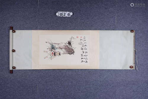 李延声(b.1943) 鹿娃图 1988年作 设色纸本 立轴