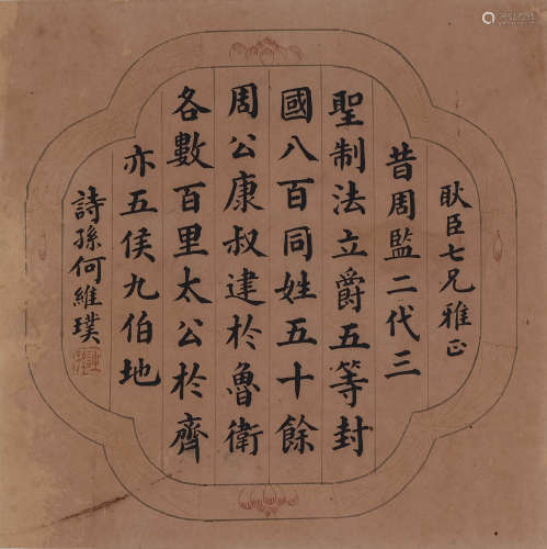 何维朴(1844-1925) 楷书节录《诸侯王表》  水墨笺本 镜心