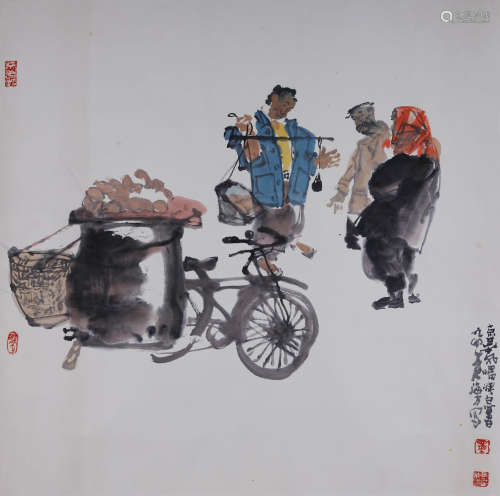 马海方(b.1956) 京华风情  设色纸本 镜心