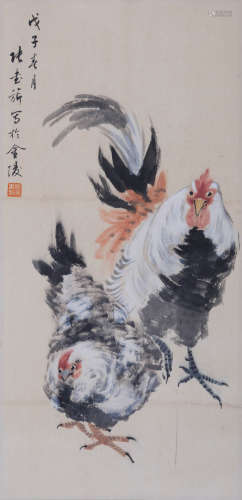 张书旂(1900-1957) 双吉图 设色纸本 立轴
