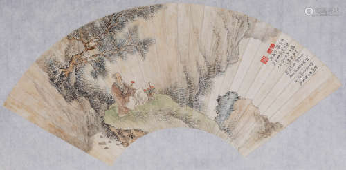 谢闲鸥(1901-1980)、陈竹汀(近代) 采灵图 1935年作 设色纸本 镜心