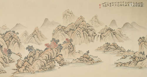 陈师曾山水纸本设色镜芯