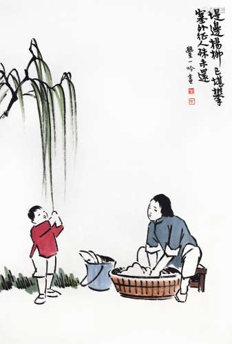 丰一吟堤边杨柳纸本设色画芯