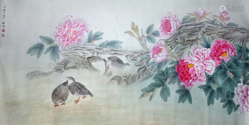 郑雅风两小鸭  花纸本设色画芯