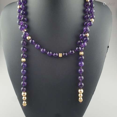 Offene Amethystkette mit Goldperlen - la