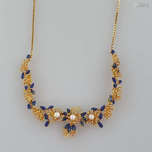 Florale Collierkette - Gelbgold 750/000