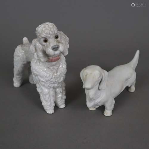 Zwei Hundefiguren - 20. Jh., 1x Pudel, L