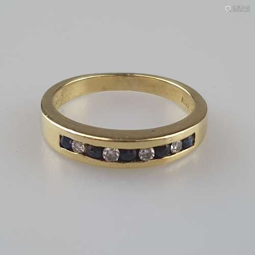 Goldring mit Diamant- und Saphirbesatz -