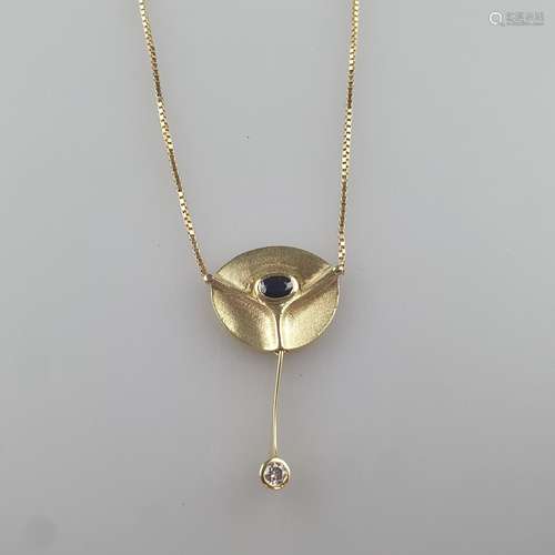 Design-Anhänger mit Kette - Gelbgold 585