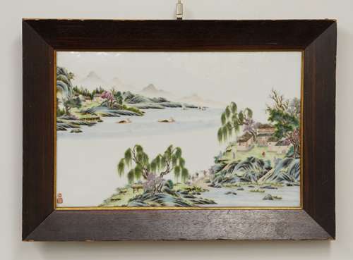 清乾隆 粉彩山水瓷板画