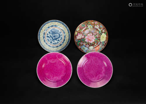 Qing/Republic - A Pair Of Pink Glazed Dishes And FamilleGlaz...