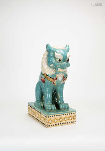 Early 20th Century - A Famille Glazed Porcelain Lion Statues