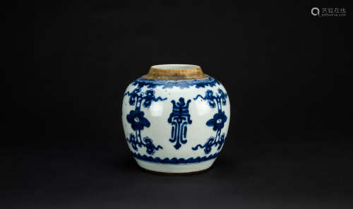 Late Qing - A Blue And White Jar