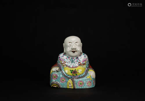 Late Qing - A Famille - Glazed Maitreya
