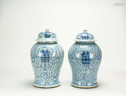 Late Qing/Republic - A Pair Of Chinese Procelain Blue And Wh...